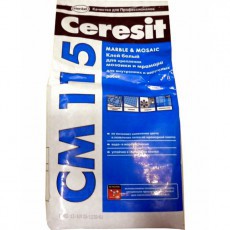 Клей для плитки, мозаики и мрамора Церезит СМ115 (Ceresit CM115) белый, 5кг