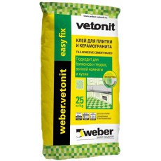 Клей для плитки и керамогранита цементный Вебер.Ветонит Изи Фикс (weber.vetonit Easy Fix) для наружных и внутренних работ, 25кг