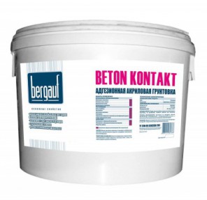 Грунтовка адгезионная Бергауф Бетон Контакт (Bergauf Beton Kontakt) для внутренних и наружних работ, морозостойкая (5 циклов), 7кг