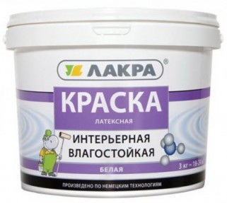 Краска латексная интерьерная влагостойкая белая, 3кг. Лакра