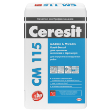 Клей для плитки, мозаики и мрамора Церезит СМ115 (Ceresit CM115) белый, 25кг